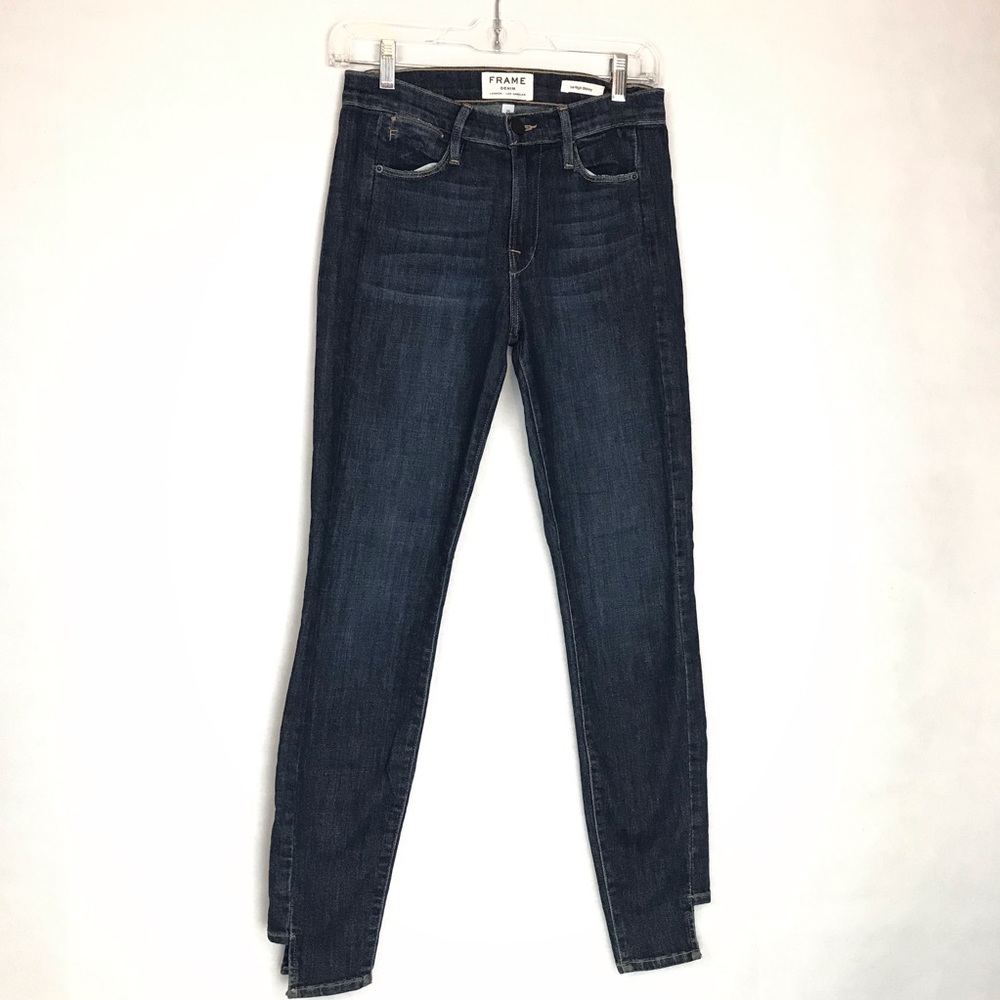 FRAME Denim Le High Skinny High Waist Skinny Blue Jeans High Low Size 25 Casual